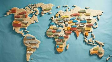 värld Karta med transport bakgrund. generativ ai. foto