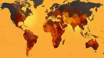 värld Karta förorening bakgrund. generativ ai. foto