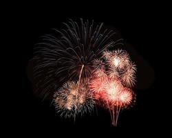 abstrakt festlig färgglada fyrverkeriexplosion på svart bakgrund foto