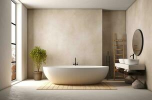 badkar i modern stil badrum med generativ ai foto