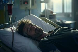 patient liggande på de säng i sjukhus med generativ ai foto
