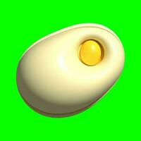 en 3d friterad ägg tillgång med en grönskärm bakgrund foto