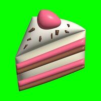 3d kaka tillgångar design med grönskärm bakgrund foto