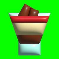 3d kaka tillgångar design med grönskärm bakgrund foto