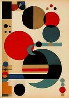 cirkel affisch abstrakt röd design retro illustration årgång öga konst. generativ ai. foto