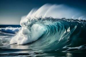 natur hav blå Häftigt krascha Vinka surfing hav flytande vatten. generativ ai. foto