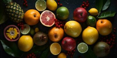 saftig jordgubb mat vatten vitamin grön färsk frukt släppa bakgrund friska. generativ ai. foto