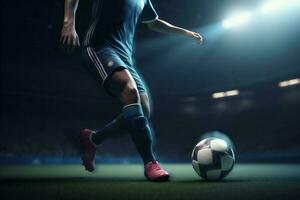 konkurrens sparka stadion fotboll mål sport boll spel fot fotboll. generativ ai. foto