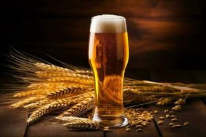 dryck dryck pub alkohol glas guld skum halvliter öl lageröl. generativ ai. foto