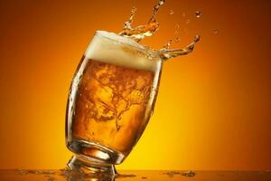 bubbla glas bakgrund lutning halvliter dryck kall skum stänk öl alkohol. generativ ai. foto