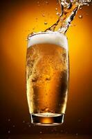 alkohol skum glas öl kall dryck stänk skumma bakgrund lutning bubbla. generativ ai. foto