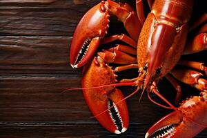 klo friska kokt bakgrund hummer skaldjur röd kokta mat kräfta languster. generativ ai. foto