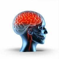 smärta röd huvudvärk anatomi medicin röntgen hjärna medicinsk huvud blå. generativ ai. foto