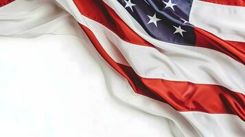 närbild av amerikan flagga på enkel bakgrund. ai genererad foto