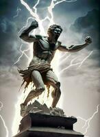 grekisk bruten staty kedjad med brand begrepp generativ ai foto