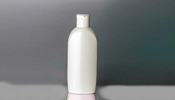 realistisk falsk upp plast flaska, plast behållare för grädde, kropp lotion, flytande gel, kosmetisk förpackning foto