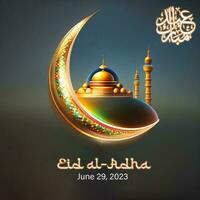 eid al Adha Foto moské och måne