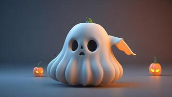 3d halloween söt spöke Semester atmosfär Skräck firande evenemang dekorationer roligt ai genererad foto