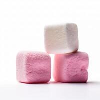 utsökt marshmallows isolerat på vit bakgrund, generativ ai foto
