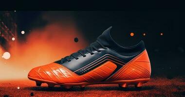 atletisk sko för fotboll Träning, fotboll sko reklam bakgrund. generativ ai foto