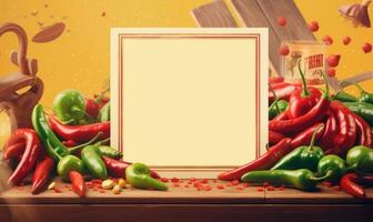 röd chili paprikor bakgrund för social media reklam och marknadsföring. generativ ai foto