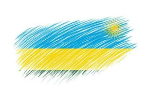 3d flagga av rwanda på årgång stil borsta bakgrund. foto