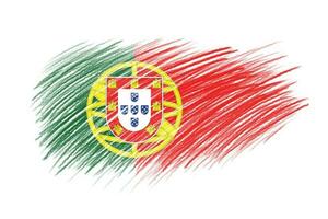 3d flagga av portugal på årgång stil borsta bakgrund. foto