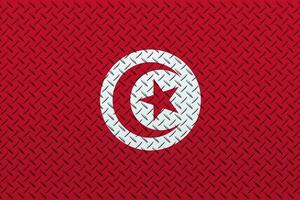 3d flagga av tunisien på en metall vägg bakgrund. foto