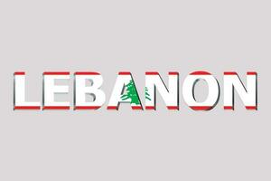 3d flagga av libanon på en text bakgrund. foto