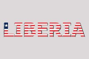 3d flagga av Liberia på en text bakgrund. foto