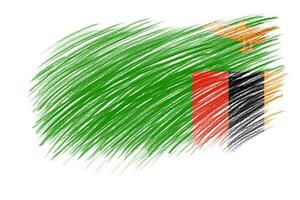 3d flagga av zambia på årgång stil borsta bakgrund. foto