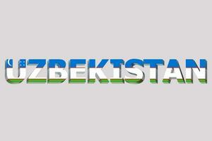3d flagga av uzbekistan på en text bakgrund. foto