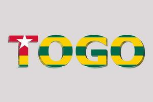 3d flagga av Togo på en text bakgrund. foto