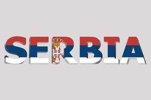 3d flagga av serbia på en text bakgrund. foto