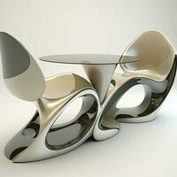 ultra modern möbel av lyx två stolar och en tabell. generativ ai teknologi. foto