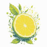 citron- med grön löv och stänk illustration. foto