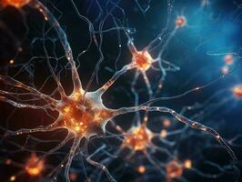abstrakt bakgrund av mikroskopisk neuralt nätverk av hjärna celler foto