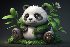 en söt liten 3d panda genererad förbi ai foto