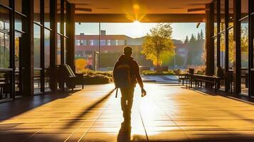 barn gående till skola foto