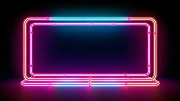 neon ram tecken i de form av en rektangel. bakgrund och tapet illustration. ai genererad foto