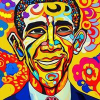 färgrik samtida barack Obama porträtt foto