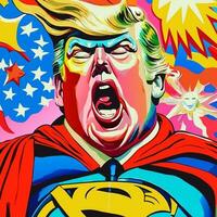 rolig karikatyr superhjälte Donald trumf porträtt foto