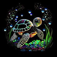 söt under vattnet bebis sköldpadda marin scen foto