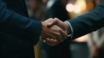 företag människor handslag stänga upp. samarbete och avtal begrepp. generativ ai foto