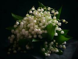 grön löv och vit tora av blommor bakgrund ai genererad foto