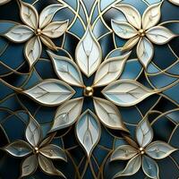 royale blå vit gyllene royale mandala design ai genererad foto