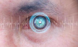framtida människa med koncept för ögonpanel för cyberteknologi foto
