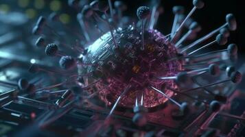 en kraftfull dator virus spridning tvärs över de klot, infekterande system foto