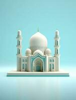islamic söt 3d moské för ramadan och eid hälsning bakgrund foto