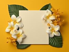 tropisk blommig bakgrund kopia Plats. Plats för text ai generativ foto